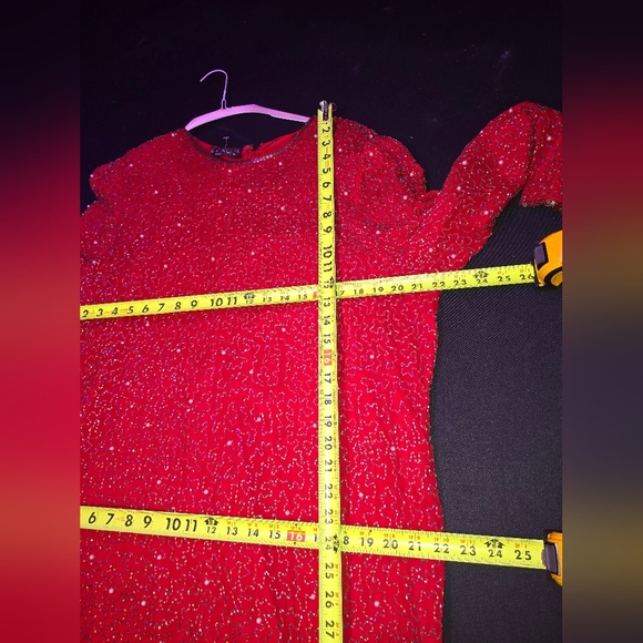 Vintage Jakelin Red 100% Rayon Long Sleeve Round Neck Knee Length Dress Size 10 - Picture 13 of 13